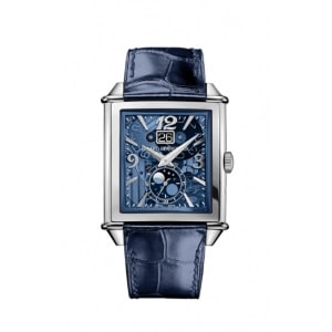 a blue watch with a vintage-inspired rectangular dial from Girard-Perregaux.