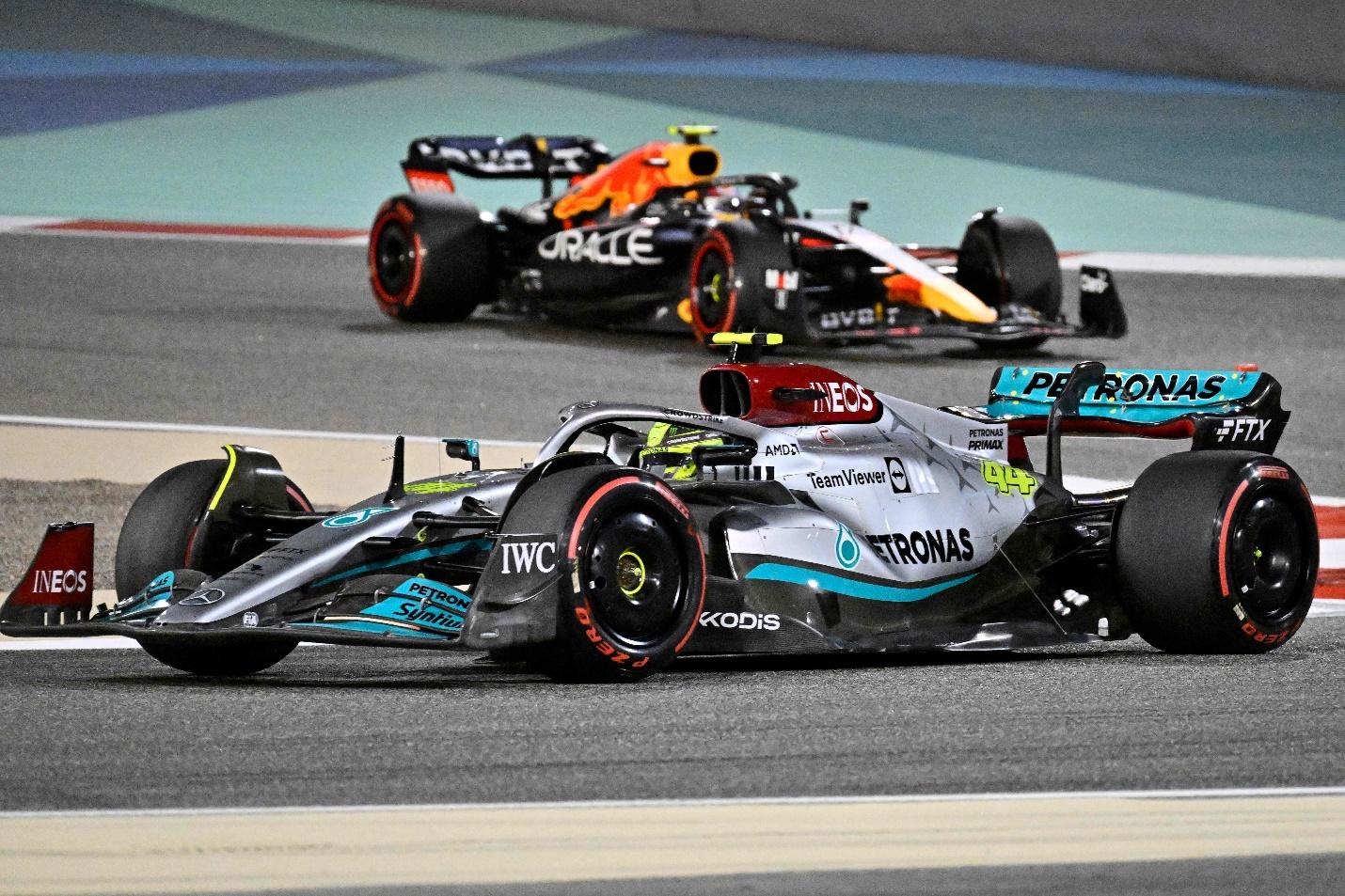 Mercedes AMG Petronas driver Lewis Hamilton on track.
