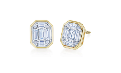 A pair of simple yet elegant Kwiat diamond stud earrings, available at LV Luxury Jewelers.